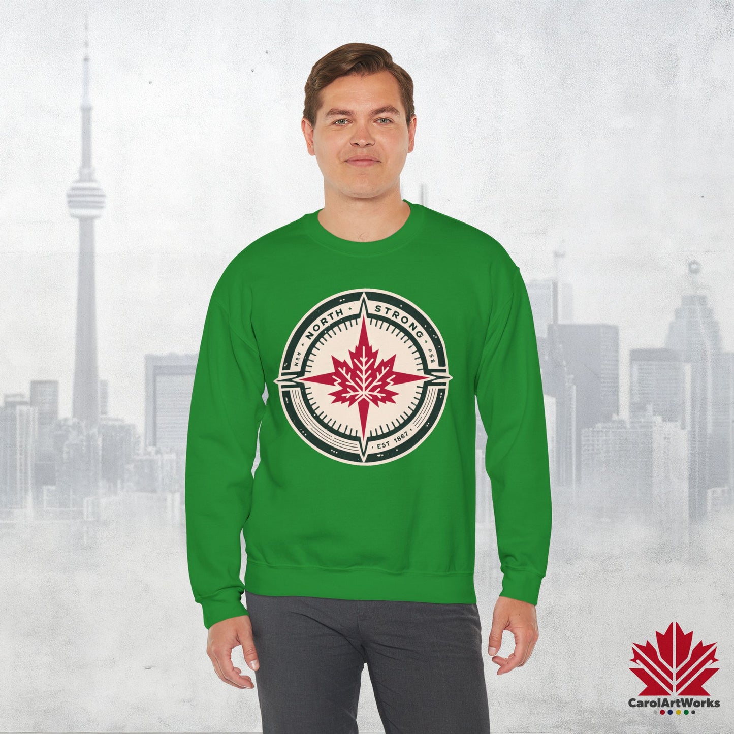 “North Strong” Compass Design Unisex Sweatshirt – Navigate Adventure with Canadian Pride
