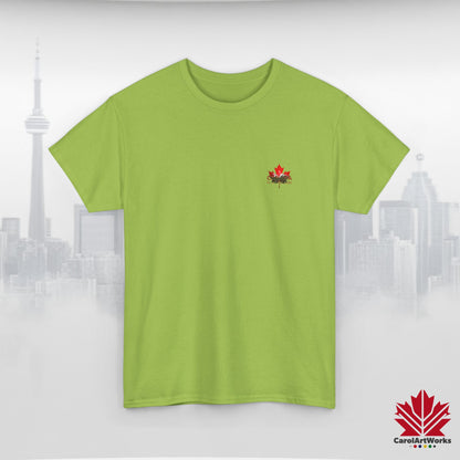 “Canada is not for Sale” Unisex Heavy Cotton Tee – Red Maple Leaf and Mountains, Stylish Canada Shirt