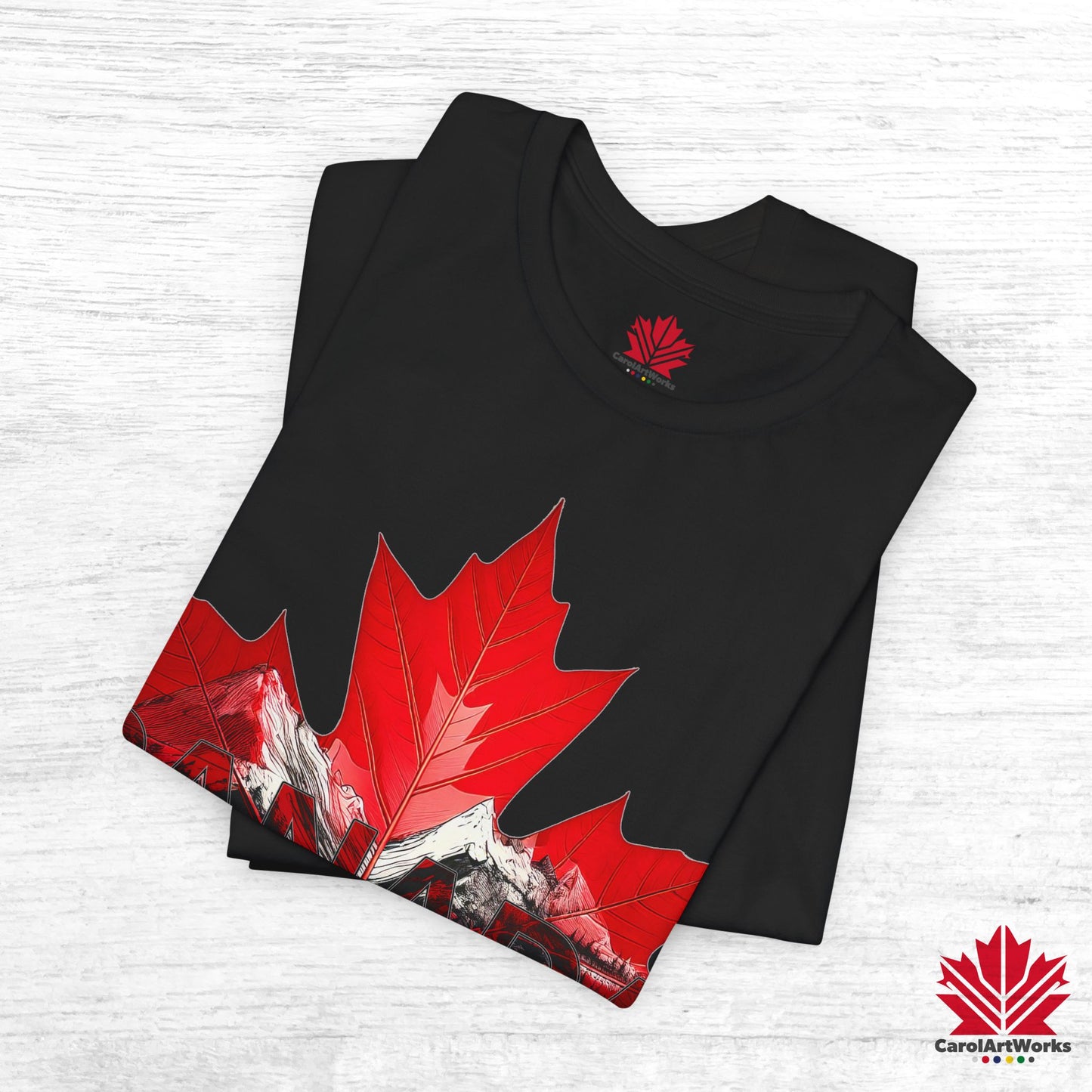 “Canada is not for Sale” Unisex Short Sleeve Tee – Red Maple Leaf and Mountains, Stylish Canada Shirt
