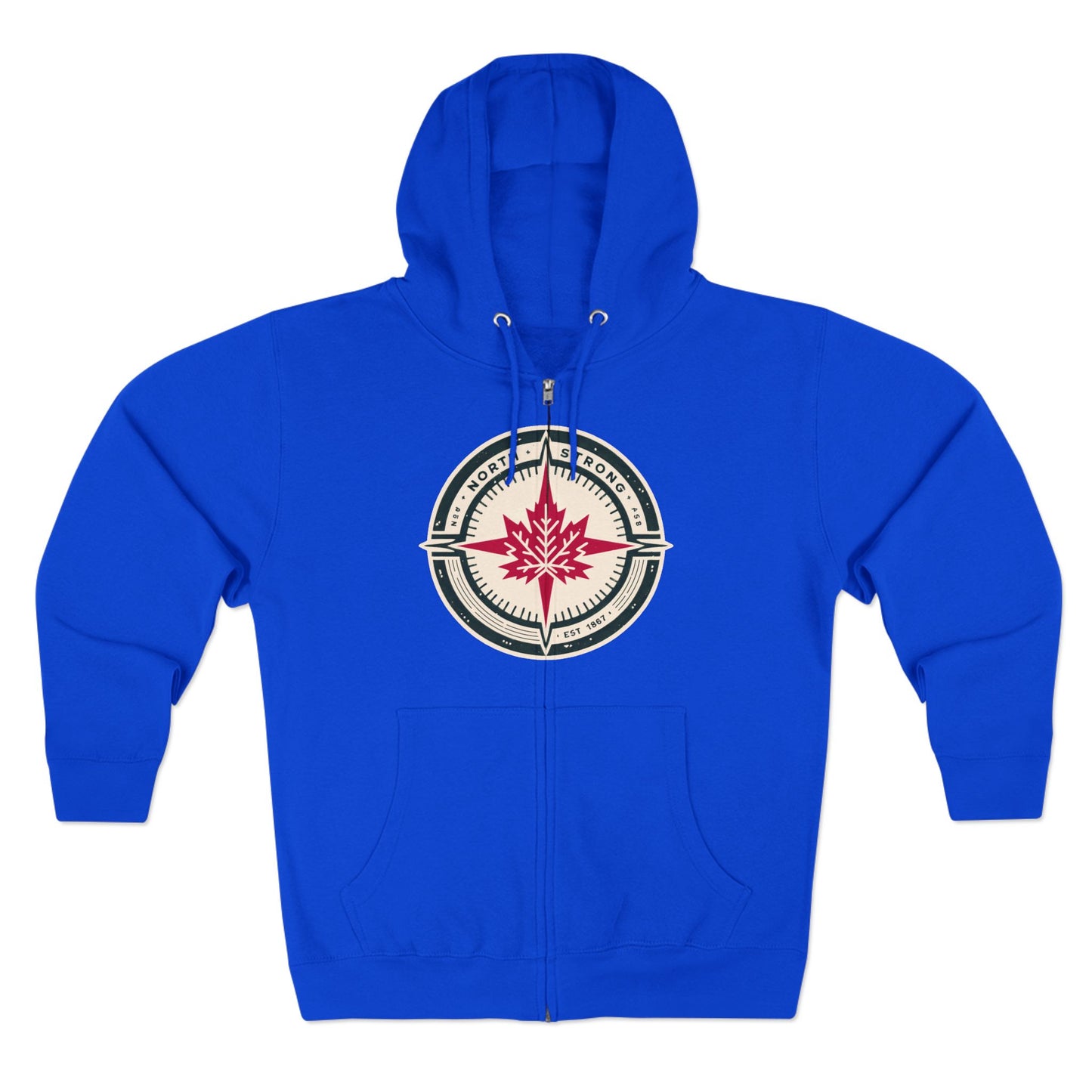 Sweat à capuche unisexe à fermeture éclair « North Strong » avec motif boussole – Vivez l'aventure avec fierté canadienne