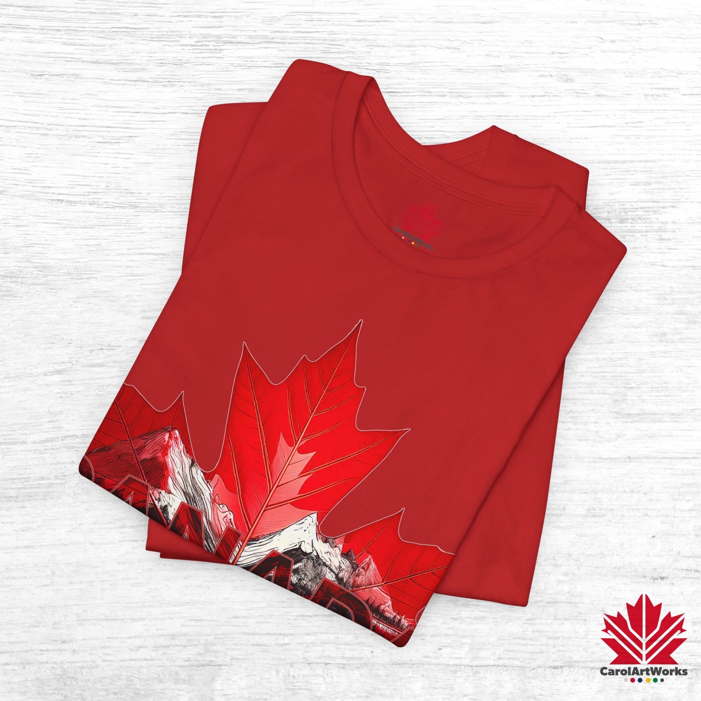 “Canada is not for Sale” Unisex Short Sleeve Tee – Red Maple Leaf and Mountains, Stylish Canada Shirt