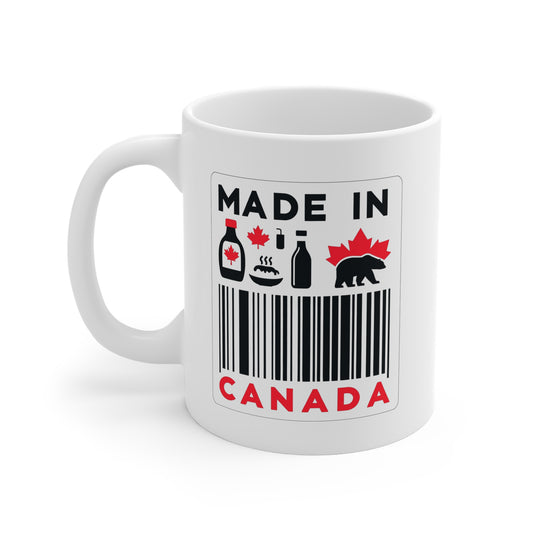 Tasse en céramique avec étiquette « Fabriqué au Canada » (11 oz, 15 oz, 20 oz) – Fierté canadienne