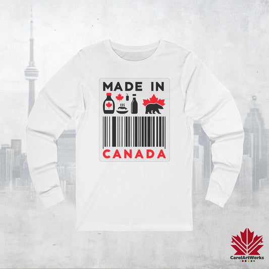 “Made in Canada” Unisex Long Sleeve Tee – Minimalist, Playful, and Proud