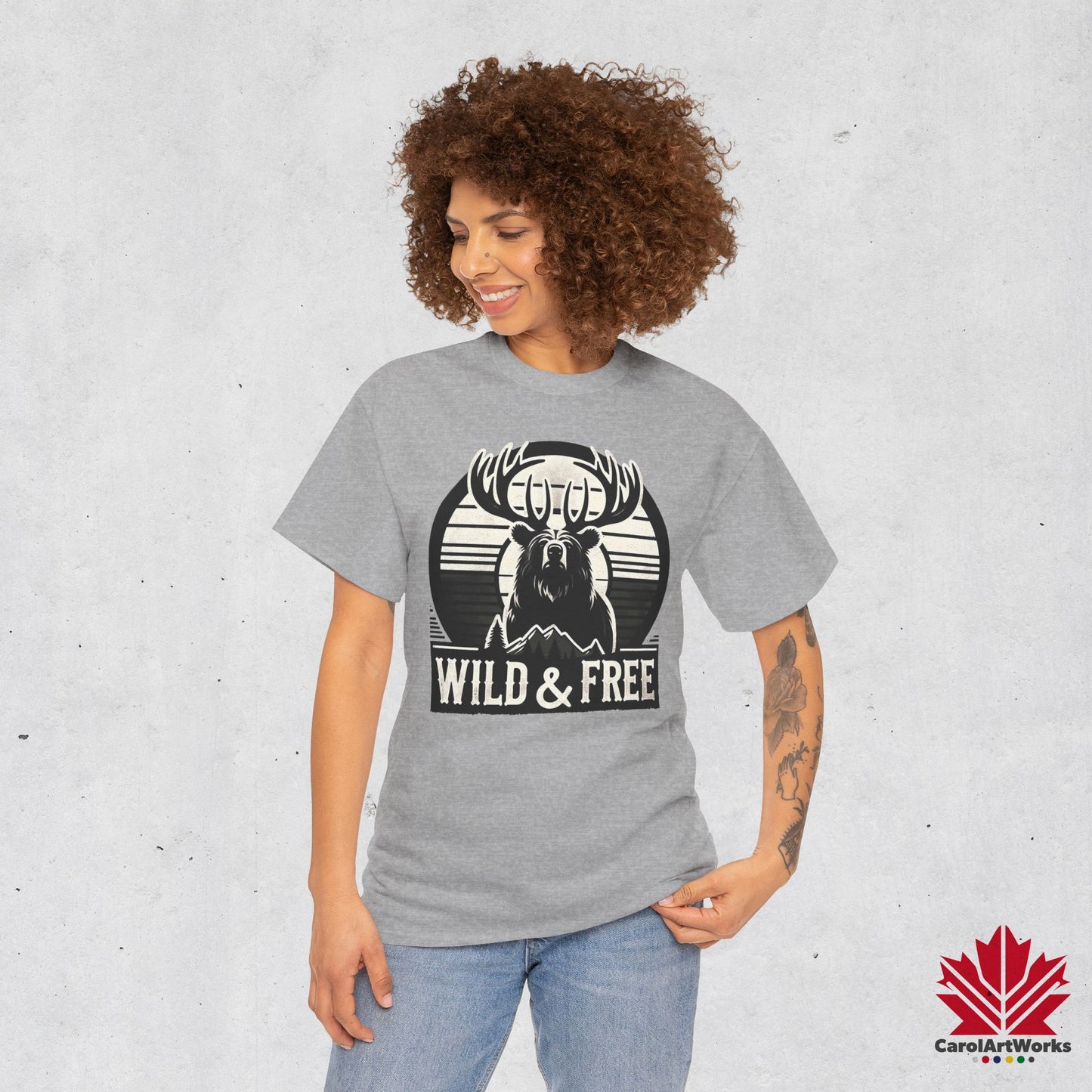 “Wild & Free” Unisex Cotton Tee – Nature Inspired Graphic T-Shirt