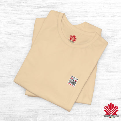 "Made in Canada" product label Design Unisex Short Sleeve Tee – Minimalist, Playful, and Proud