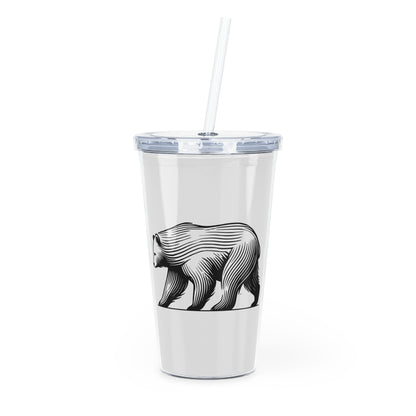 scandinavian minimalistic Design BEAR Tumbler with Straw – Nature Inspired Graphic