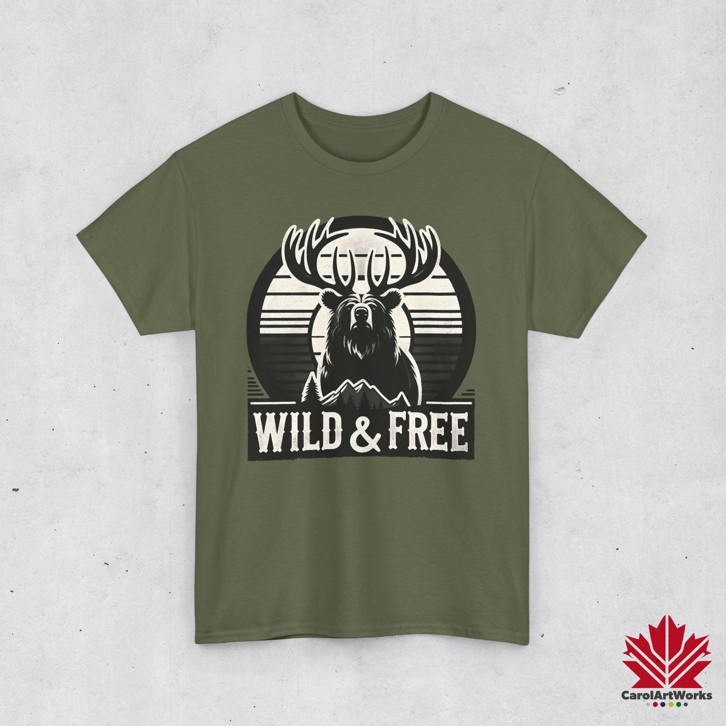“Wild & Free” Unisex Cotton Tee – Nature Inspired Graphic T-Shirt