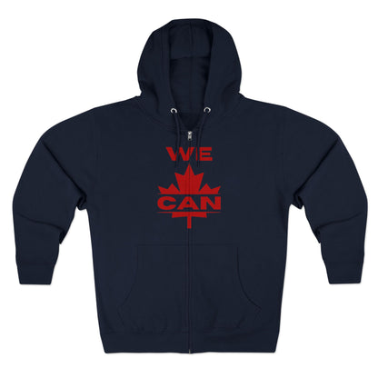 Sweat à capuche unisexe à fermeture éclair « WE CAN » avec motif feuille d'érable – Sweat à capuche motivant pour un confort quotidien, fierté canadienne