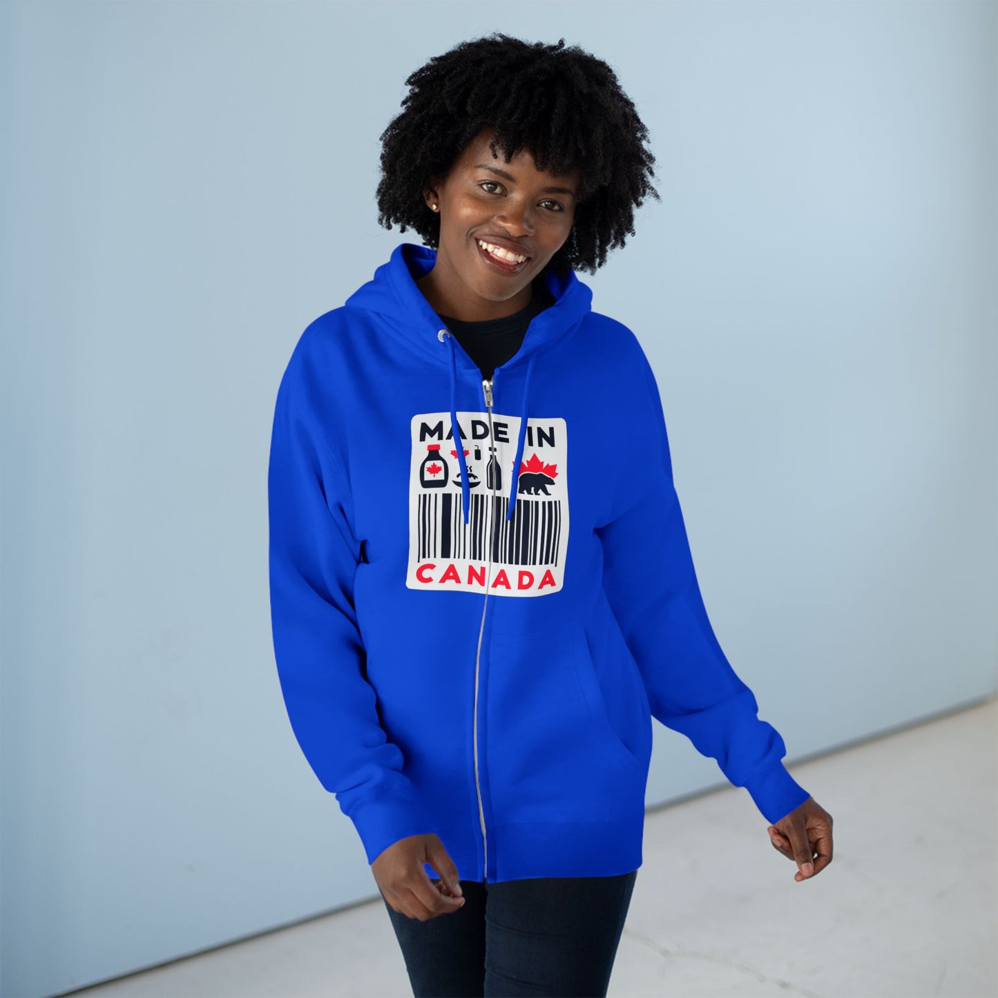 Sweat à capuche unisexe zippé « Fabriqué au Canada » – Minimaliste, ludique et fier