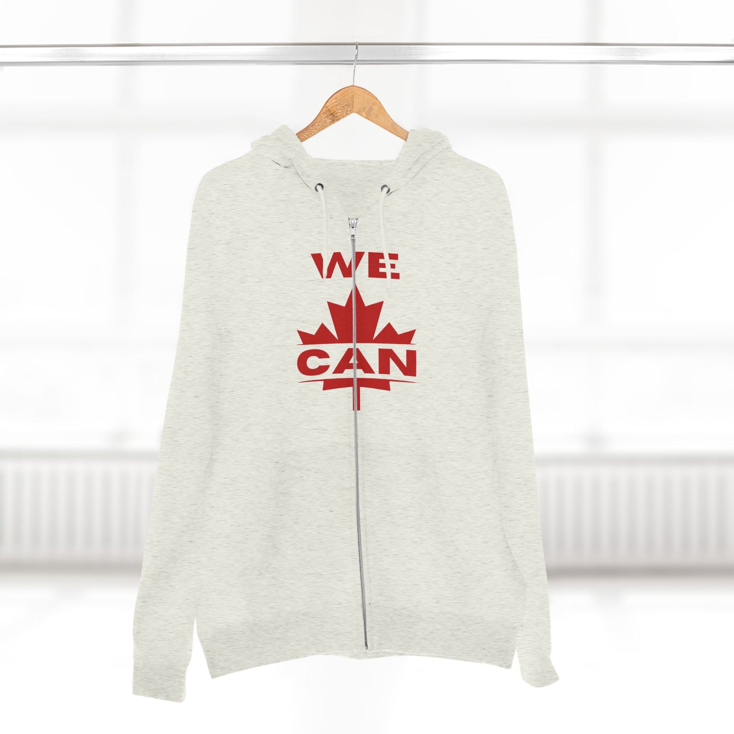 Sweat à capuche unisexe à fermeture éclair « WE CAN » avec motif feuille d'érable – Sweat à capuche motivant pour un confort quotidien, fierté canadienne