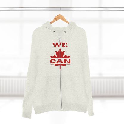 Sweat à capuche unisexe à fermeture éclair « WE CAN » avec motif feuille d'érable – Sweat à capuche motivant pour un confort quotidien, fierté canadienne