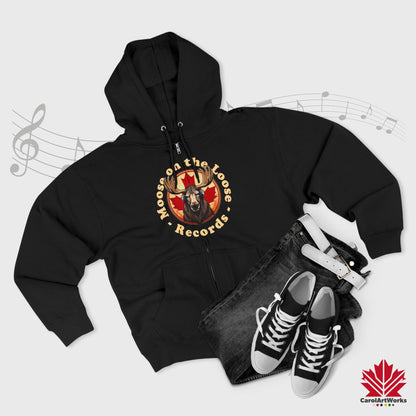 "Moose on the Loose Records" Unisex Zip Hoodie - Cozy and Stylish for Music Lovers
