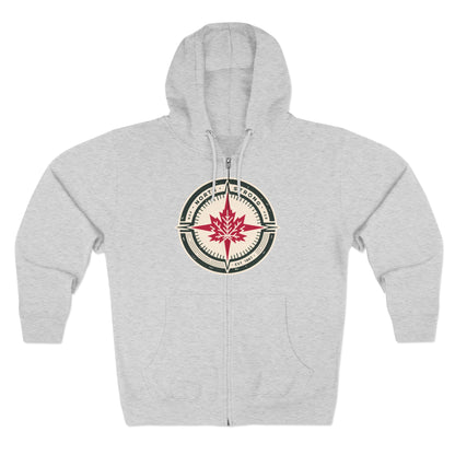 Sweat à capuche unisexe à fermeture éclair « North Strong » avec motif boussole – Vivez l'aventure avec fierté canadienne