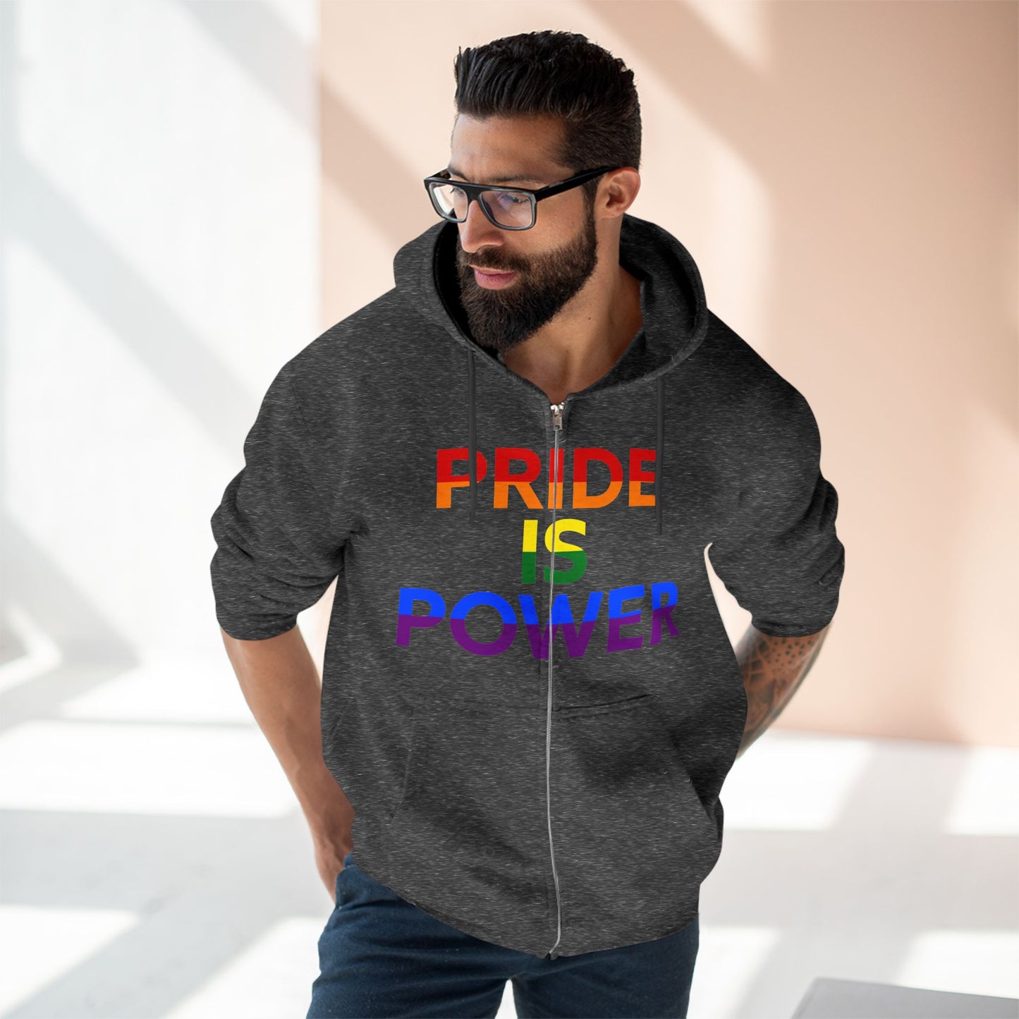 La fierté, c'est le pouvoir – Sweat-shirt zippé Pride avec couleur et voix