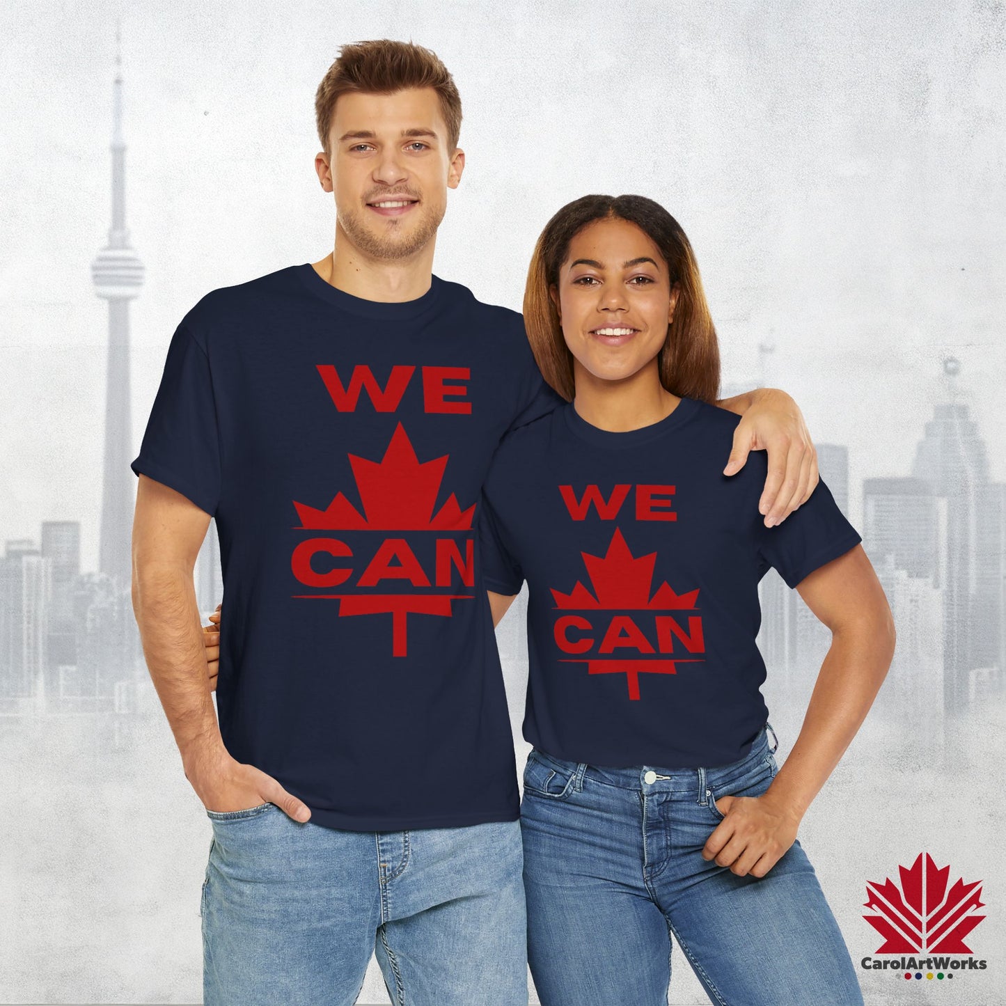“WE CAN” with Maple Leaf Unisex Cotton Tee – Casual Comfort for Every Occasion