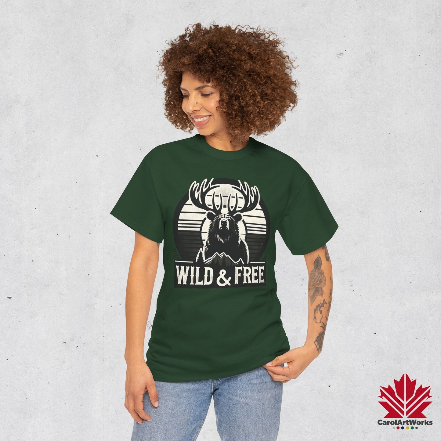 “Wild & Free” Unisex Cotton Tee – Nature Inspired Graphic T-Shirt