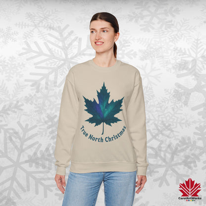 True North Christmas Sweatshirt | Maple Leaf Holiday Crewneck | Premium Fleece, Canadian-Made