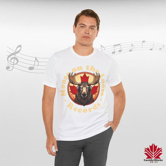 “Moose on the Loose Records” Unisex Short Sleeve Tee – A Hit for Every Playlist