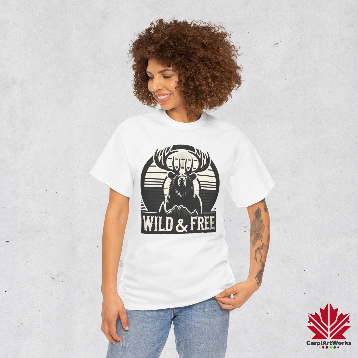 “Wild & Free” Unisex Cotton Tee – Nature Inspired Graphic T-Shirt