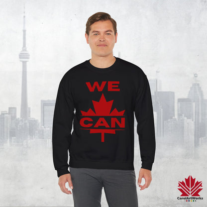 Sweat-shirt unisexe « We Can » avec motif feuille d'érable – Sweat-shirt motivant pour un confort quotidien, fierté canadienne