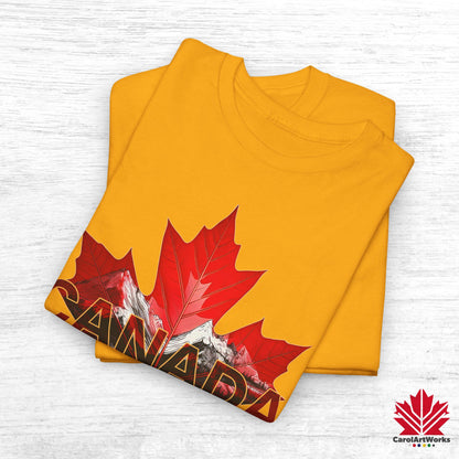 “Canada is not for Sale” Unisex Heavy Cotton Tee – Red Maple Leaf and Mountains, Stylish Canada Shirt