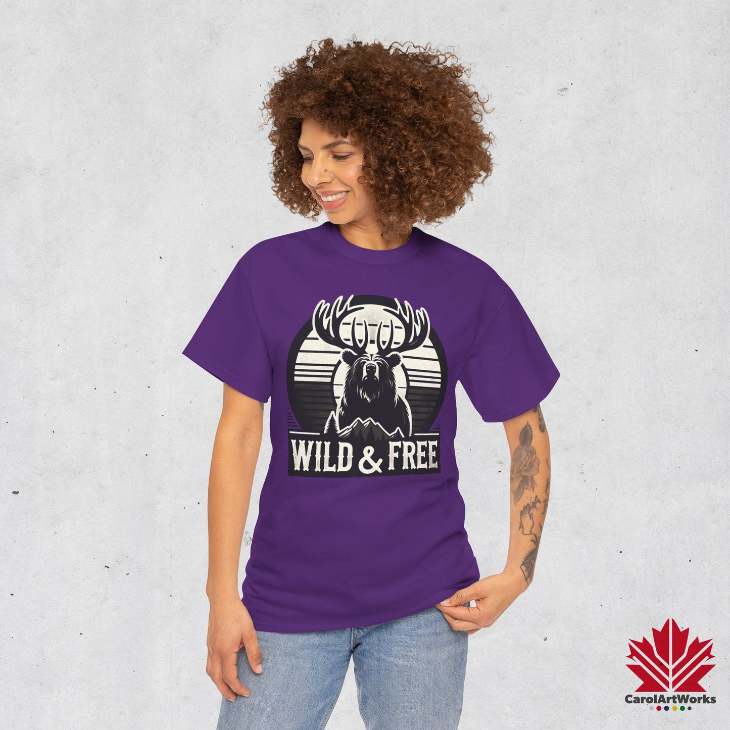 “Wild & Free” Unisex Cotton Tee – Nature Inspired Graphic T-Shirt