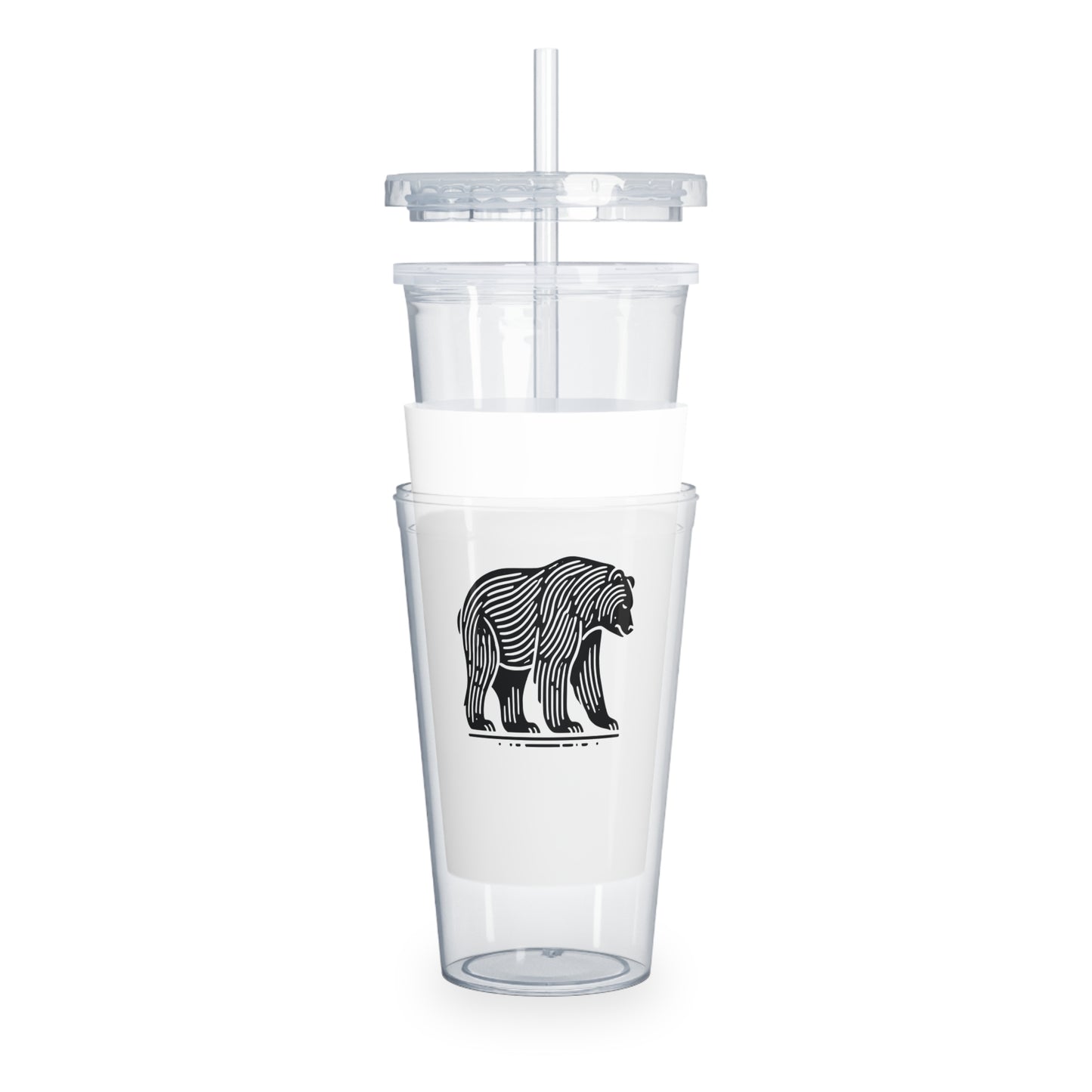 scandinavian minimalistic Design BEAR Tumbler with Straw – Nature Inspired Graphic