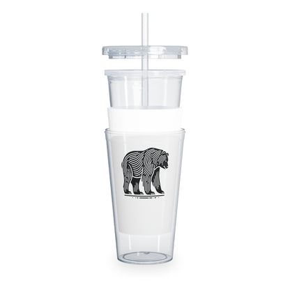 scandinavian minimalistic Design BEAR Tumbler with Straw – Nature Inspired Graphic