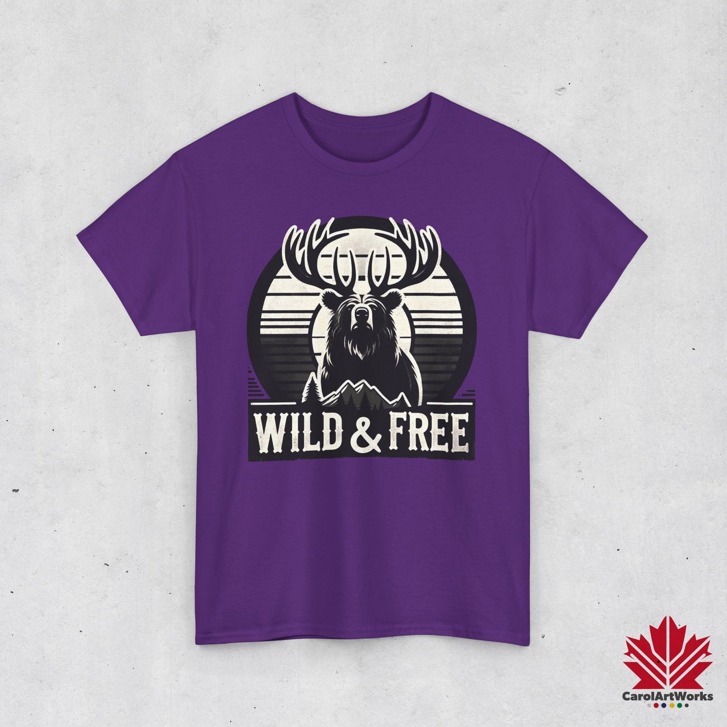 “Wild & Free” Unisex Cotton Tee – Nature Inspired Graphic T-Shirt