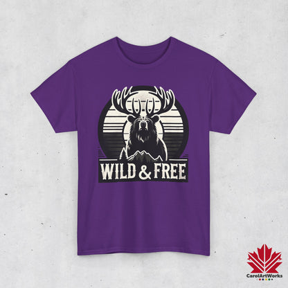 “Wild & Free” Unisex Cotton Tee – Nature Inspired Graphic T-Shirt