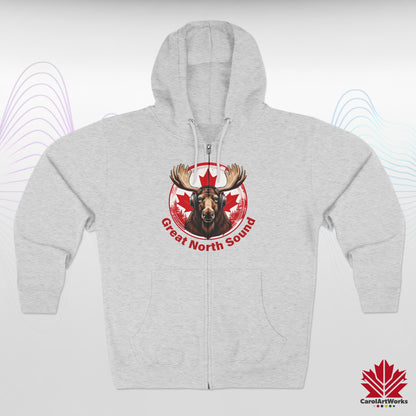 "Great North Sound" Moose and Music Unisex Zip Hoodie