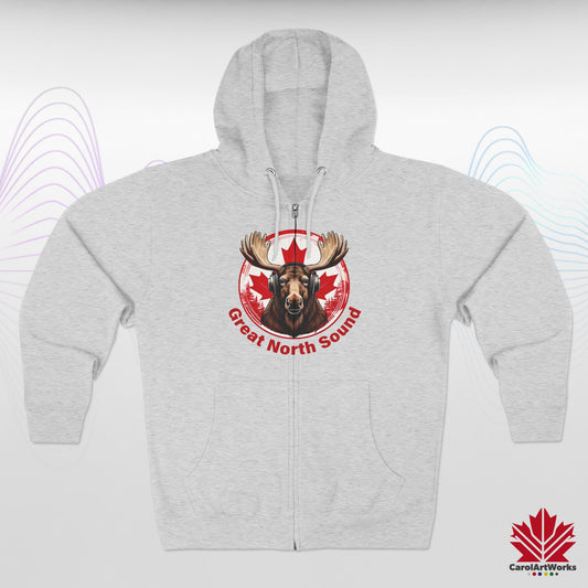 "Great North Sound" Moose and Music Unisex Zip Hoodie