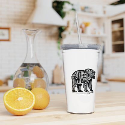 scandinavian minimalistic Design BEAR Tumbler with Straw – Nature Inspired Graphic