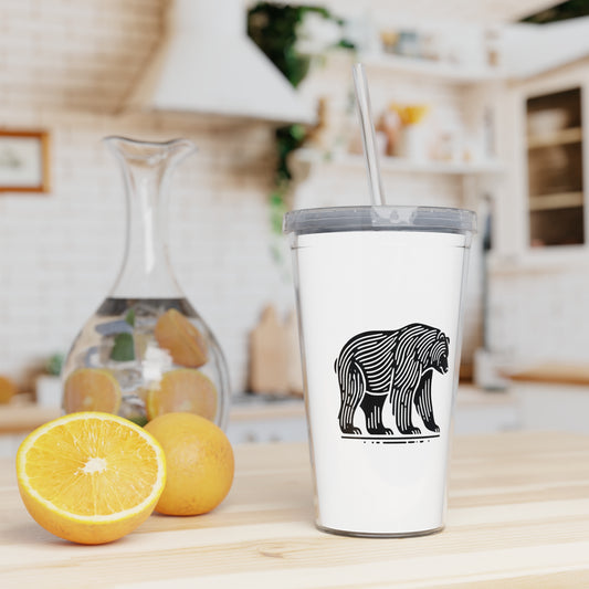 scandinavian minimalistic Design BEAR Tumbler with Straw – Nature Inspired Graphic