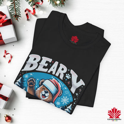 Beary Christmas | Funny Canadian Bear Christmas T-Shirt | Premium Cotton Holiday Tee – Made in Canada, Free Shipping