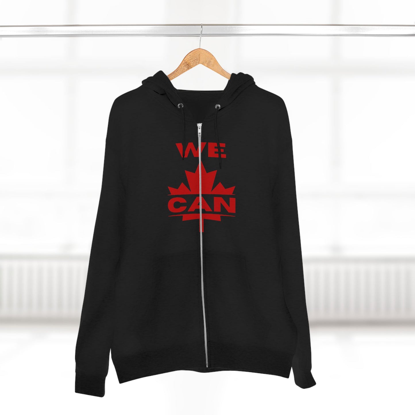 Sweat à capuche unisexe à fermeture éclair « WE CAN » avec motif feuille d'érable – Sweat à capuche motivant pour un confort quotidien, fierté canadienne