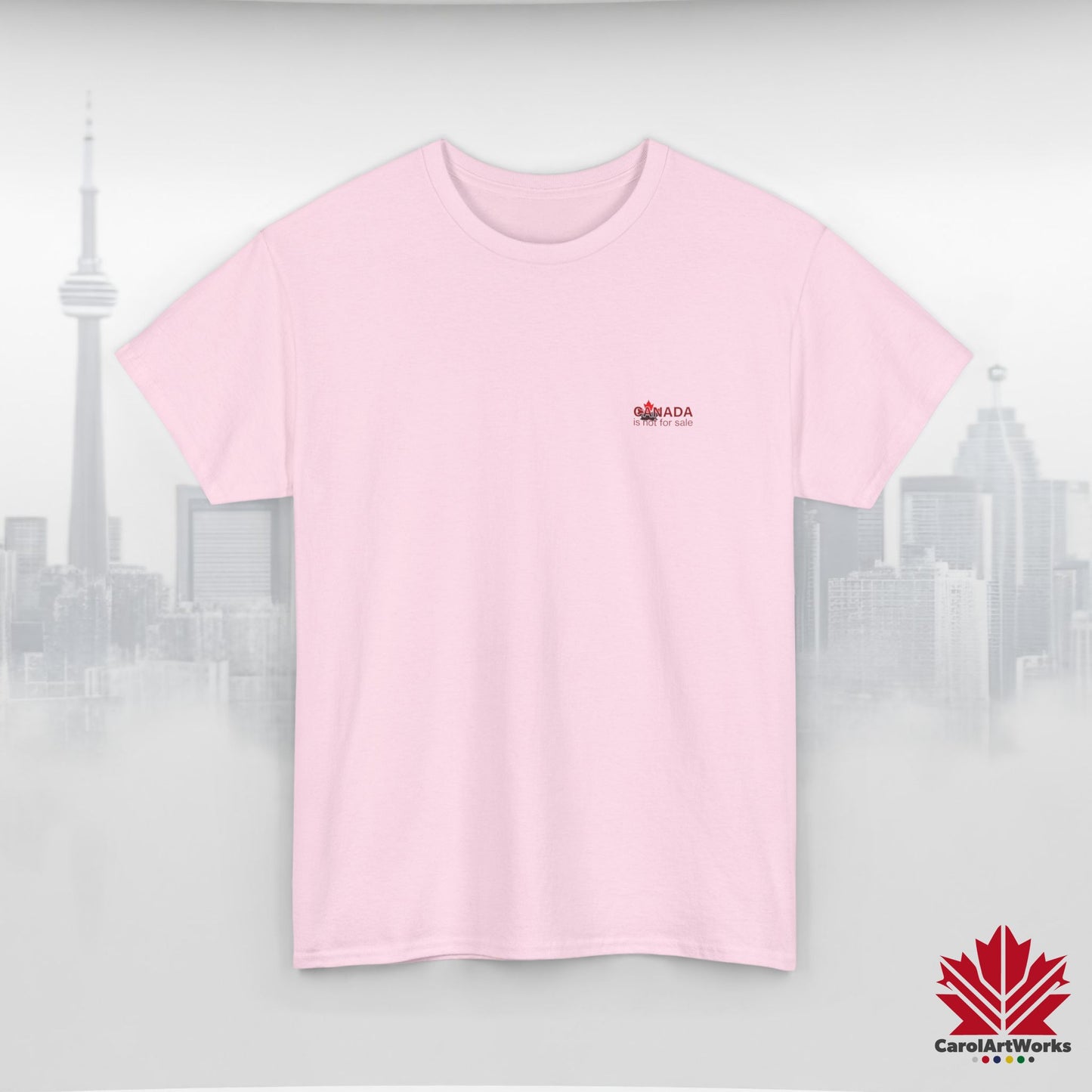 “Canada is not for Sale” Unisex Heavy Cotton Tee – Red Maple Leaf and Mountains, Stylish Canada Shirt
