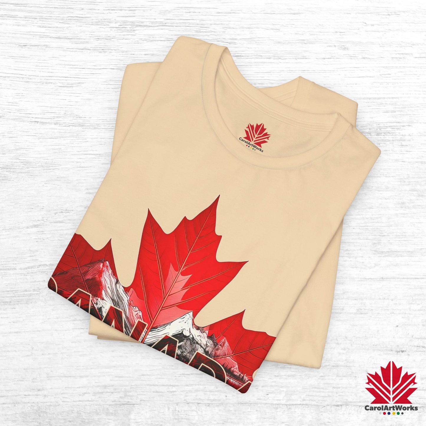 “Canada is not for Sale” Unisex Short Sleeve Tee – Red Maple Leaf and Mountains, Stylish Canada Shirt