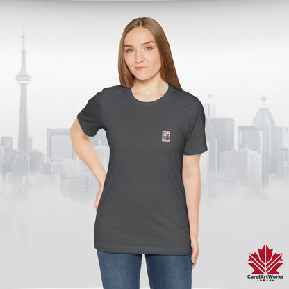 "Made in Canada" product label Design Unisex Short Sleeve Tee – Minimalist, Playful, and Proud