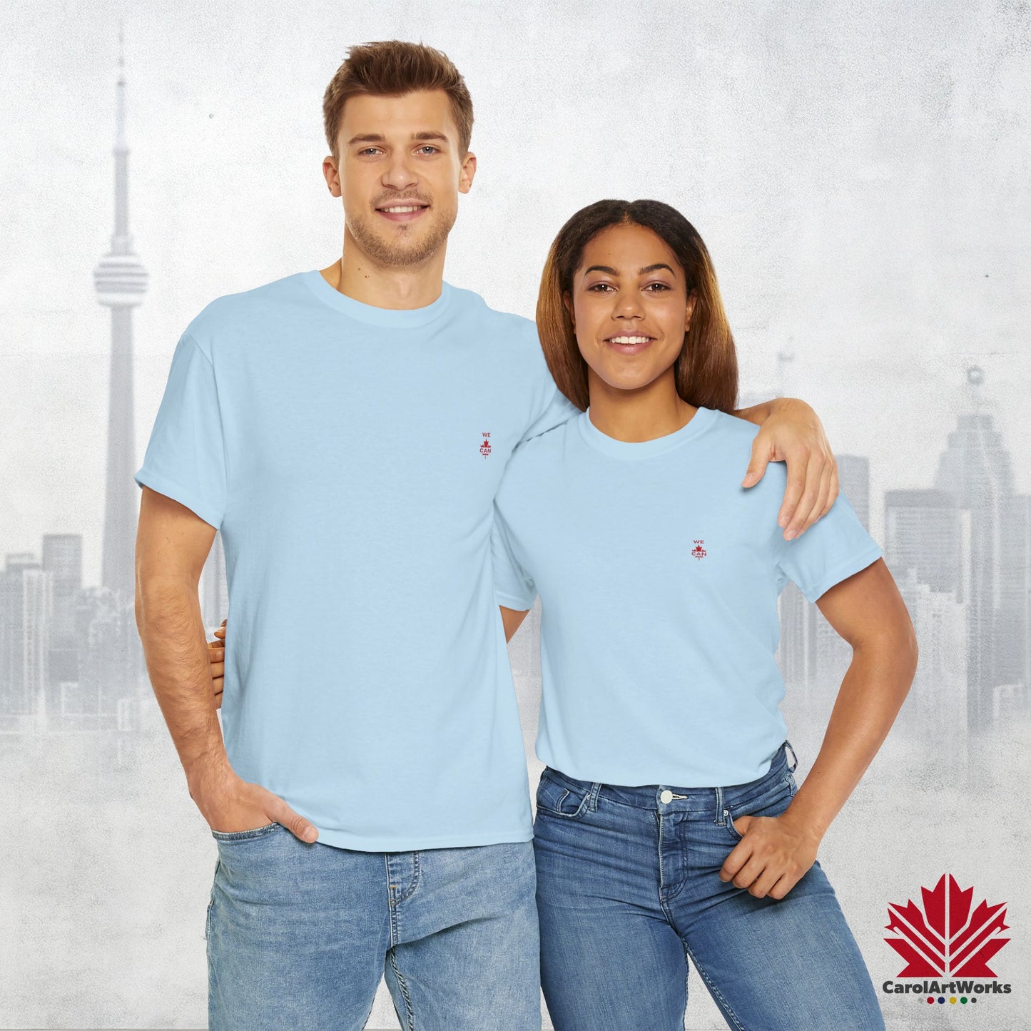“WE CAN” with Maple Leaf Unisex Cotton Tee – Casual Comfort for Every Occasion