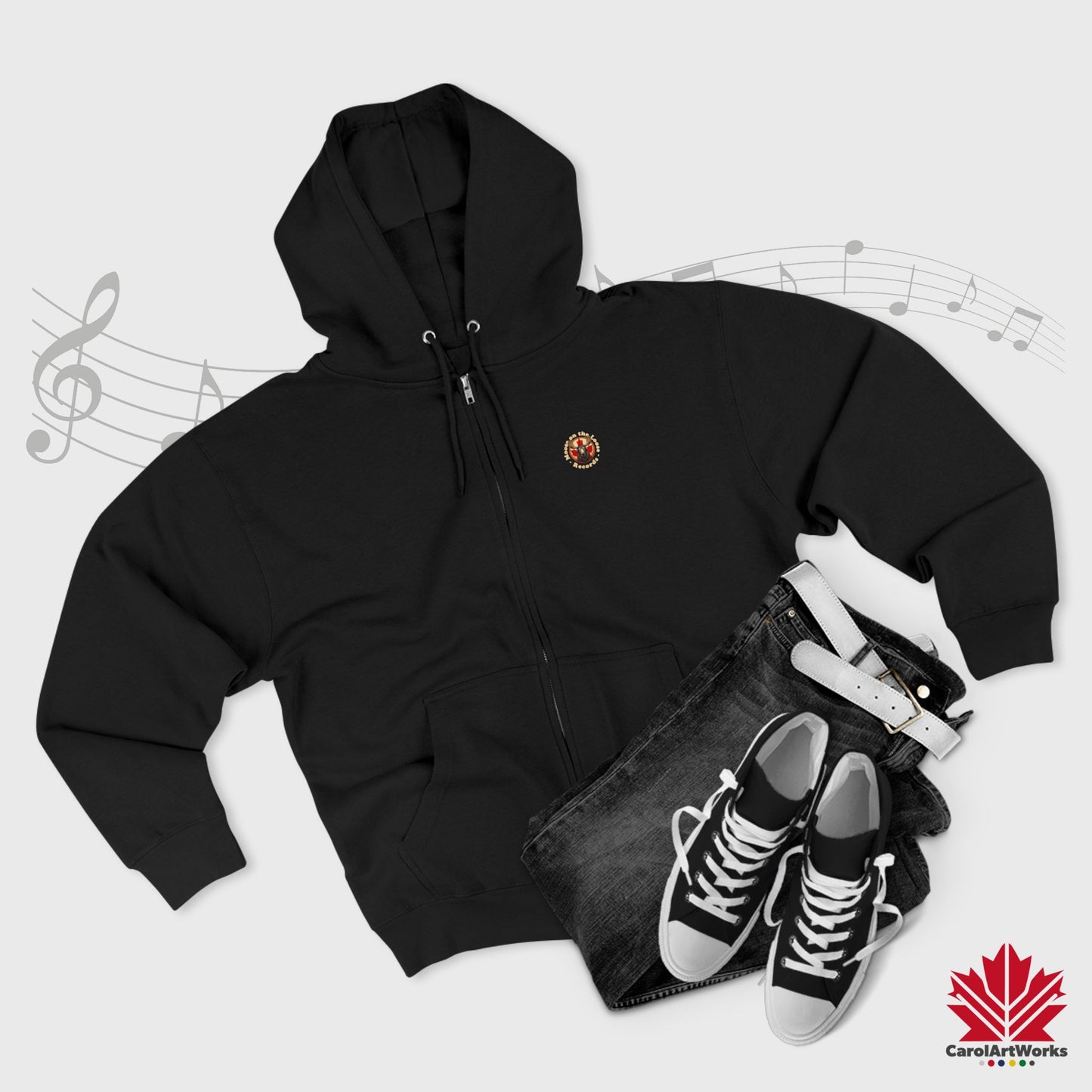 "Moose on the Loose Records" Unisex Zip Hoodie - Cozy and Stylish for Music Lovers