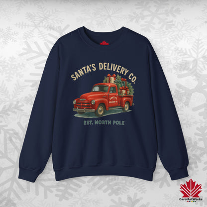 Santa’s Delivery Truck Sweatshirt | Vintage Christmas Crewneck | Canadian Fleece, Premium Quality