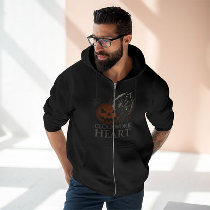 Clockwork Heart Zip Hoodie – Steampunk Halloween Design with Mechanical Heart