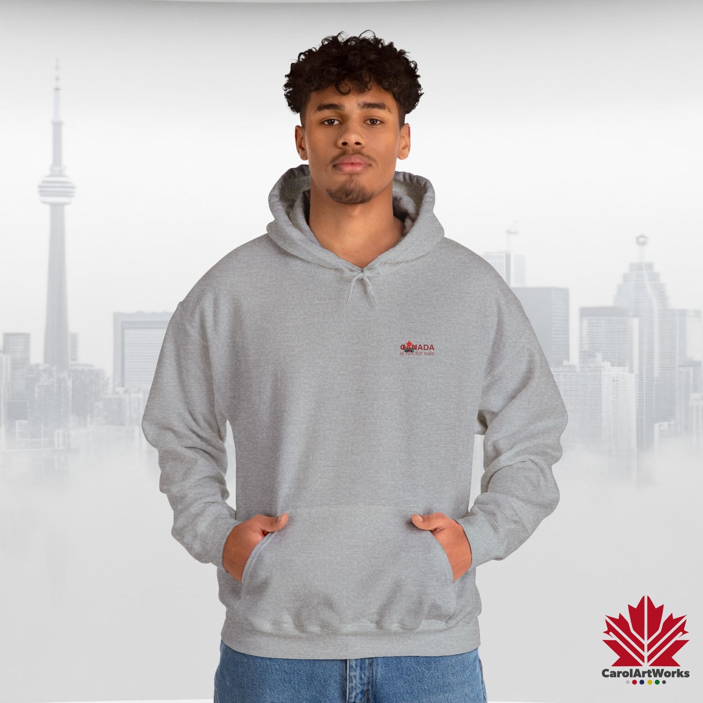 Unisex Hoodie “Canada is Not for Sale” – Red Maple Leaf and Mountains, Warm and Comfortable