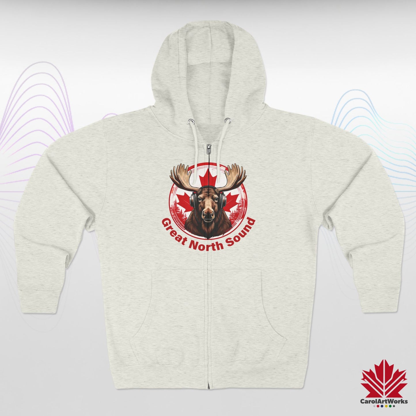 "Great North Sound" Moose and Music Unisex Zip Hoodie