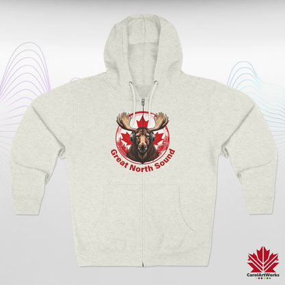 "Great North Sound" Moose and Music Unisex Zip Hoodie