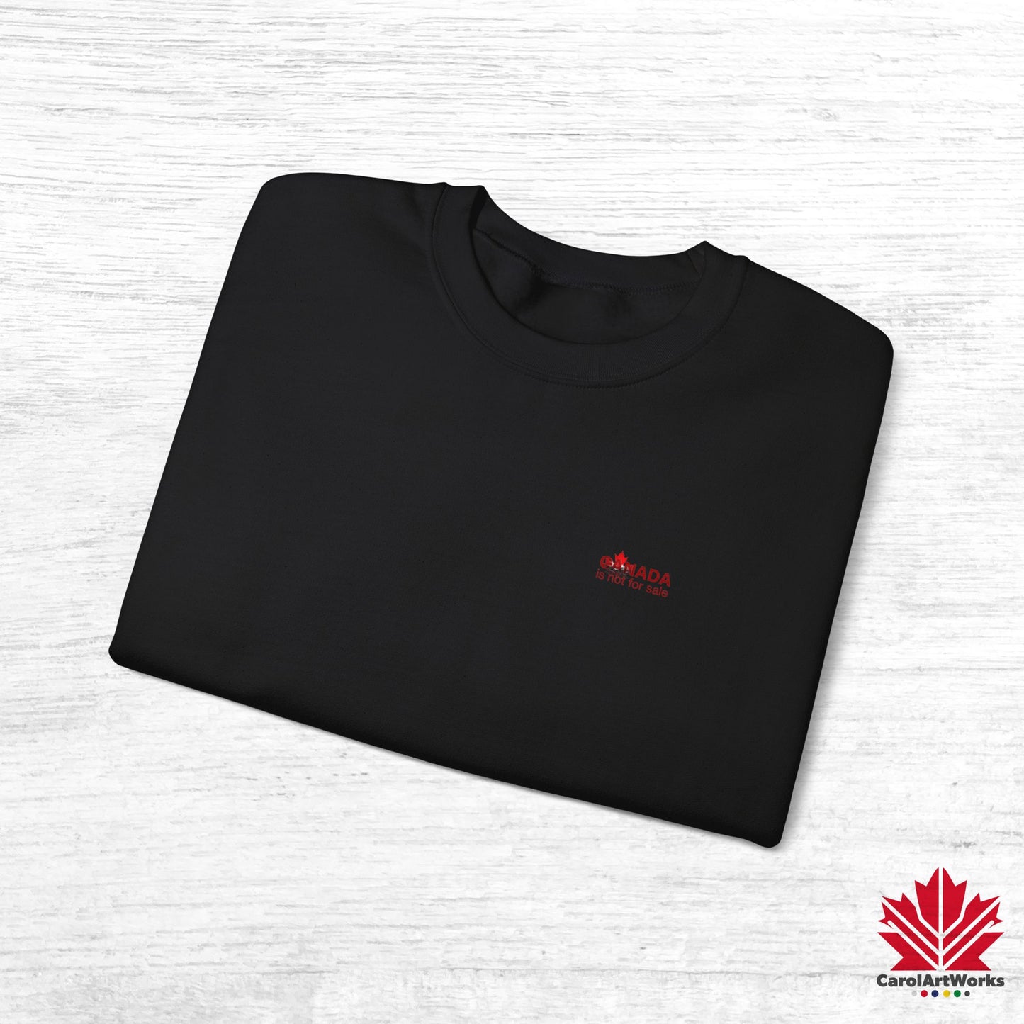 “Canada is Not for Sale” Crewneck Sweatshirt - Red Maple Leaf and Mountains, Soft and Warm