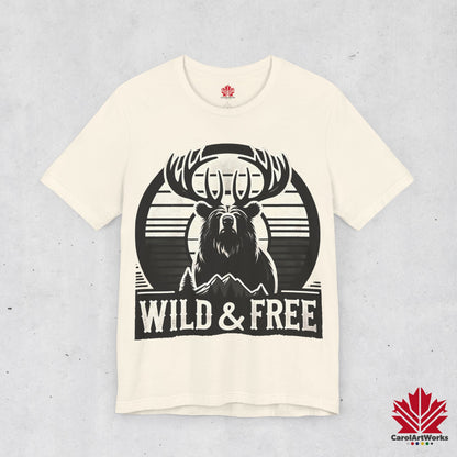 “Wild & Free” Unisex Short Sleeve Tee – Nature Inspired Graphic T-Shirt