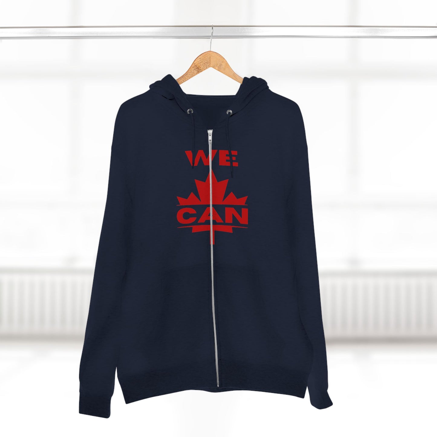 Sweat à capuche unisexe à fermeture éclair « WE CAN » avec motif feuille d'érable – Sweat à capuche motivant pour un confort quotidien, fierté canadienne