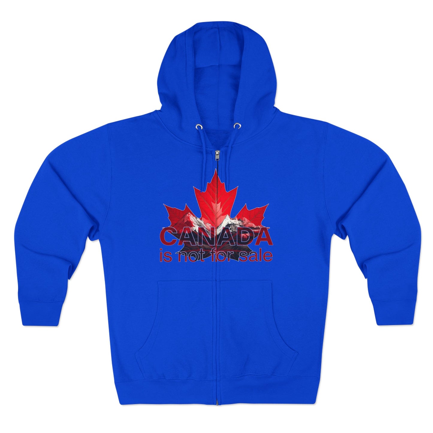 Sweat à capuche unisexe zippé « Le Canada n'est pas à vendre » – Feuille d'érable rouge et montagnes, sweat-shirt confortable et élégant pour les fiers Canadiens